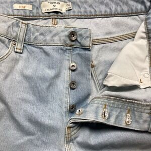 Topman Light Wash Distressed Skinny Jeans 36 Button Fly Grunge Y2K Rocker